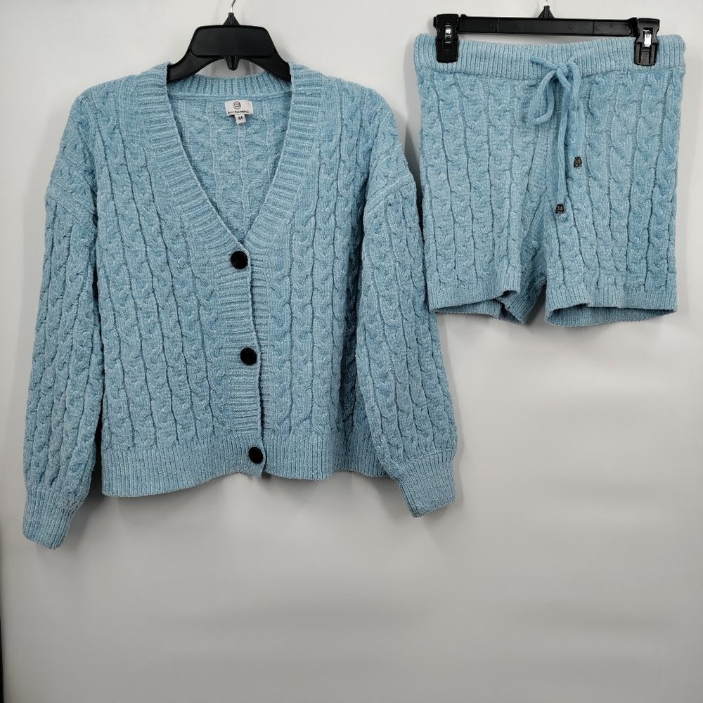 Pink Diamond, Knit Sweater and Knit Short Set, Sky Blue, Medium